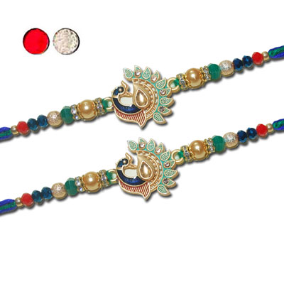 "Zardosi Rakhi - ZR-5620 A-Code048(2 RAKHIS) - Click here to View more details about this Product